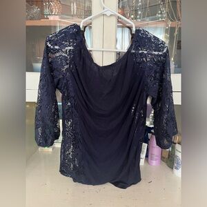 Blue Lace Blouse - Size Small.